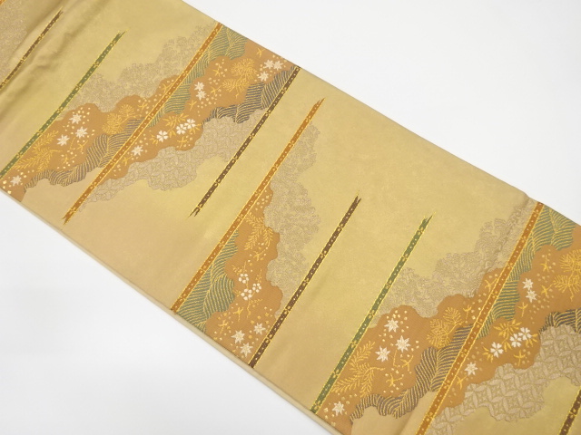 道長取りに花・古典柄織り出し袋帯